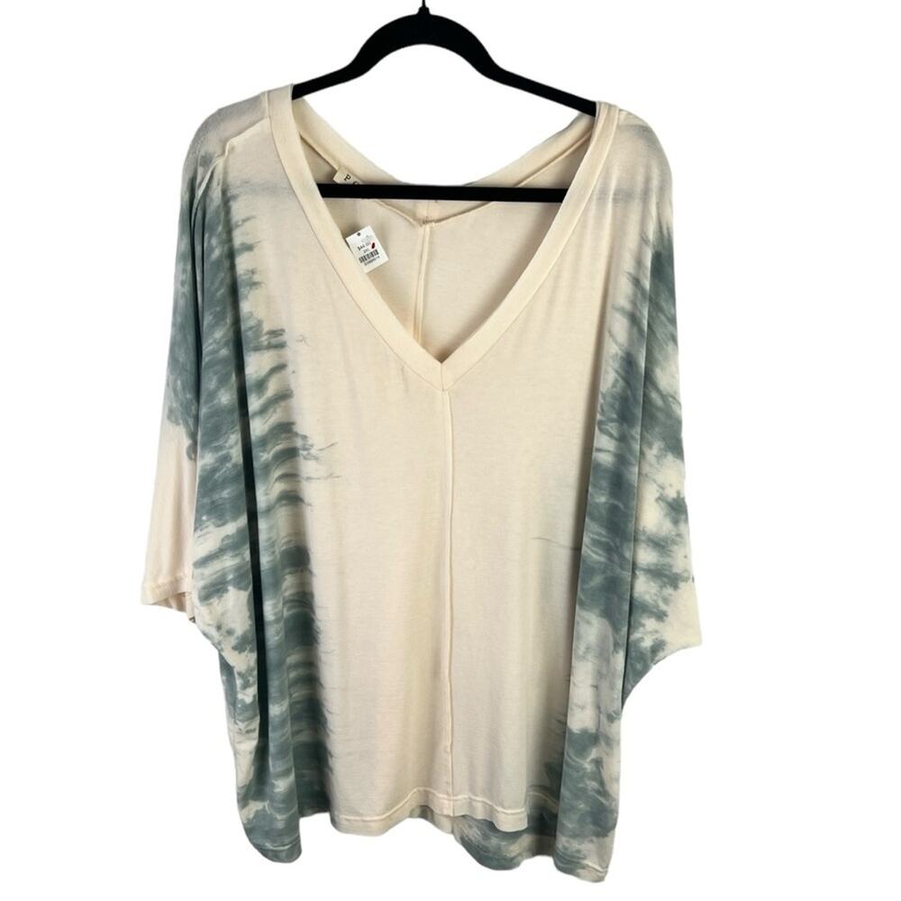 POL Tie Dye Dolman Sleeve Top Boxy Soft Knit V-Neck NWT sz 2XL